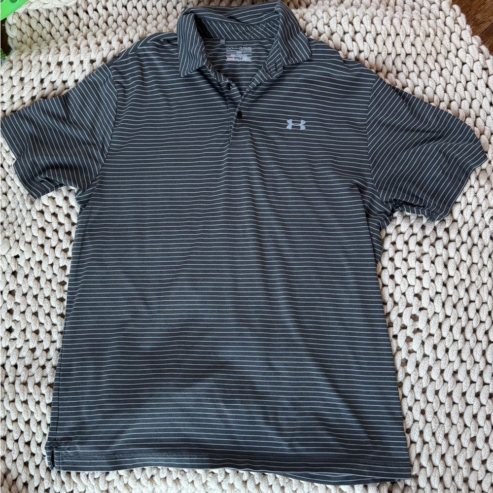 Under Armour Men's Polo Shirt - Dark Gray Stripes
